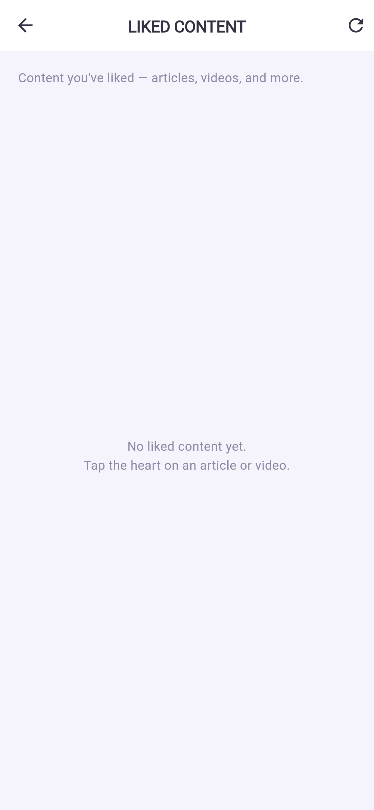Liked articles under Liked content