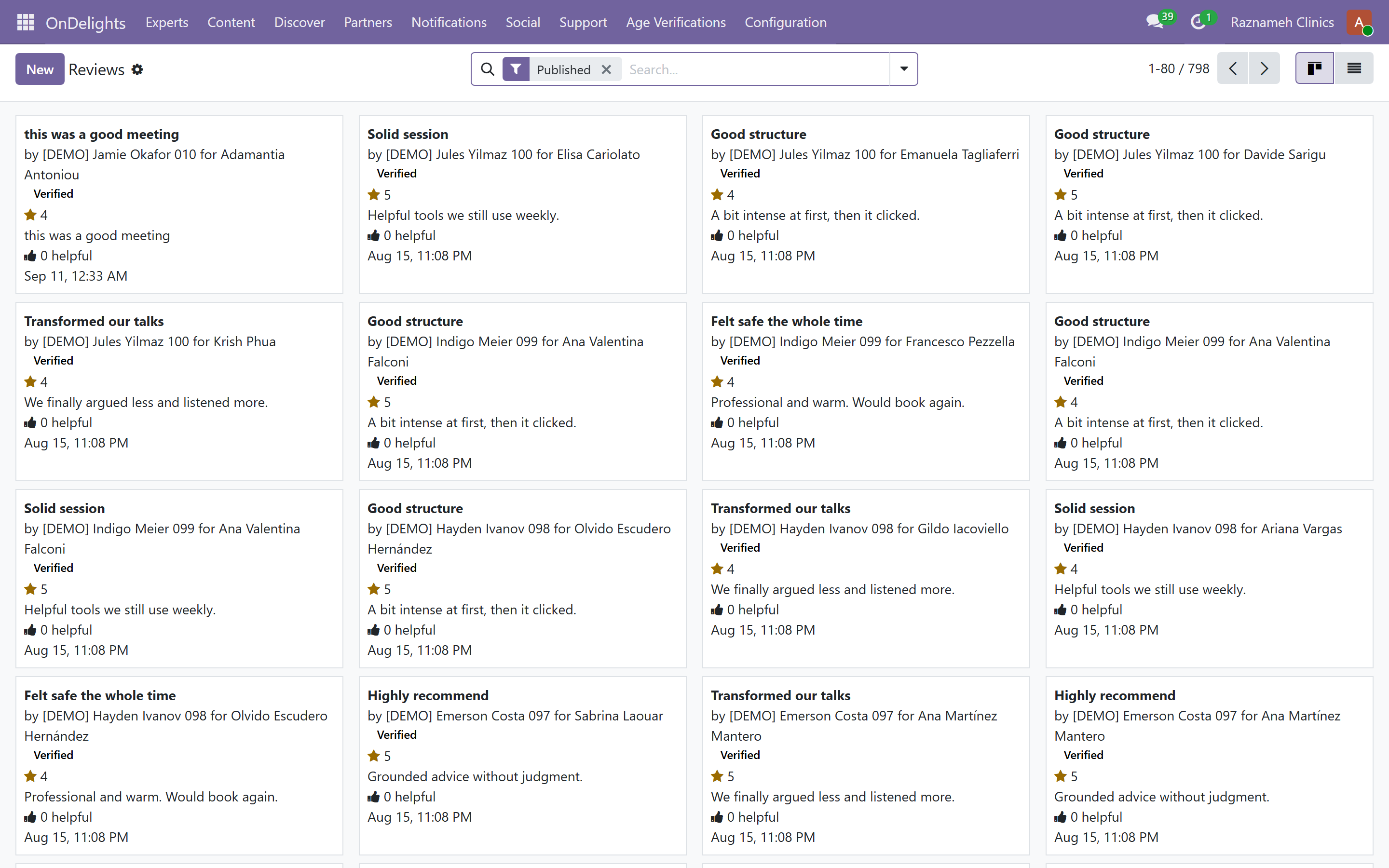 Reviews awaiting moderation in the back office