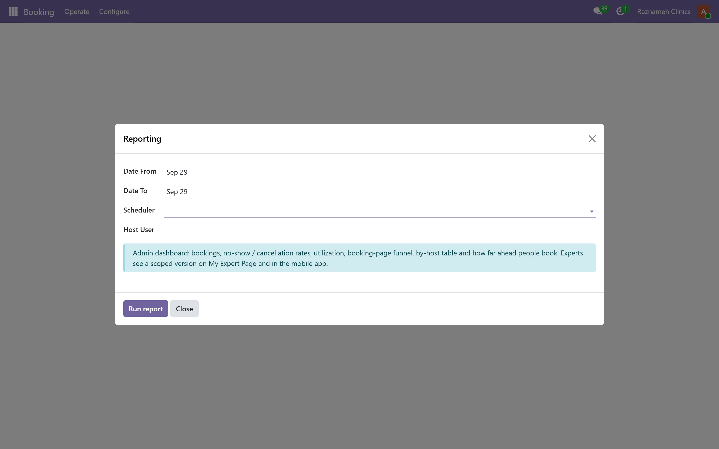 Booking reporting