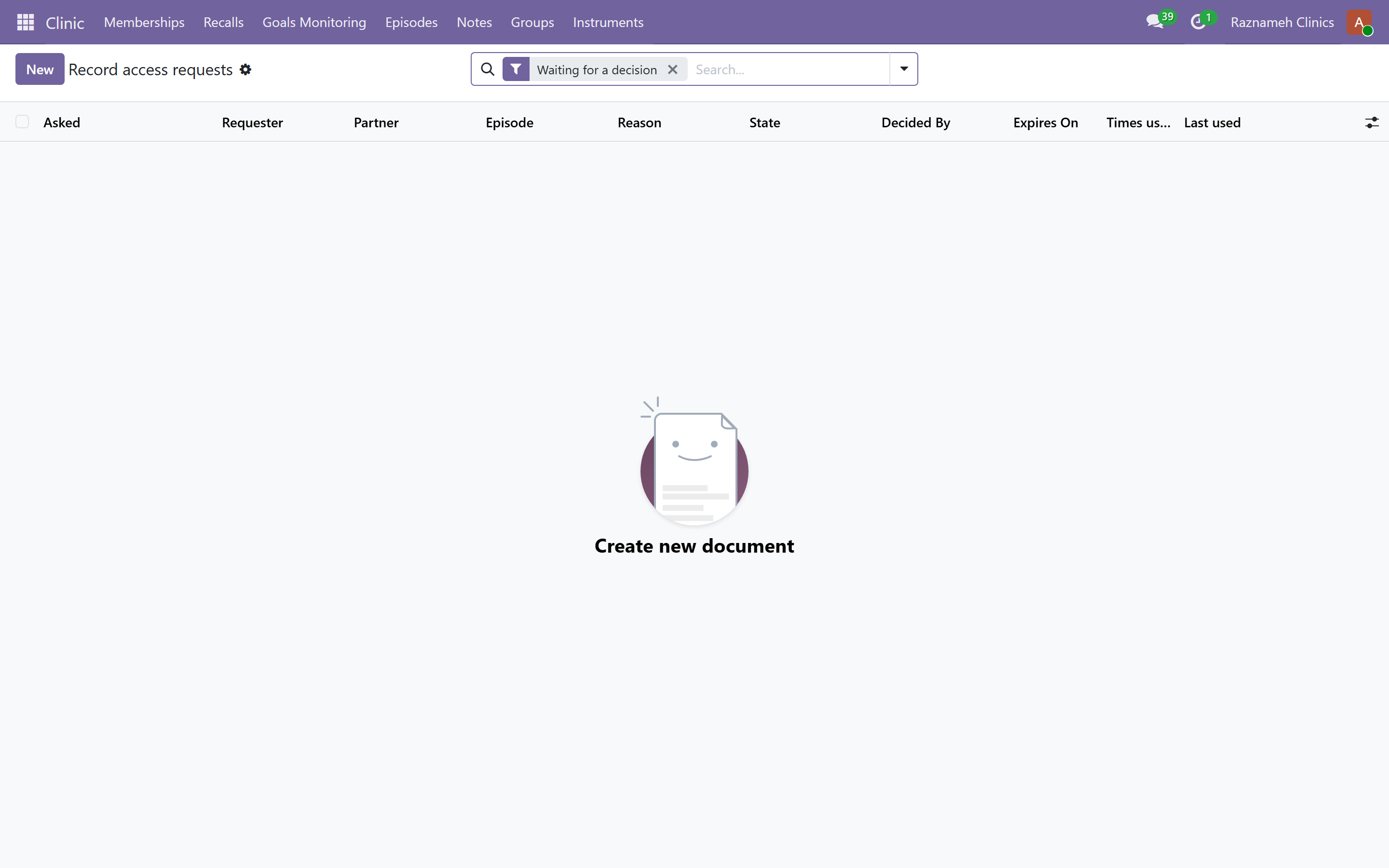 Access requests waiting on a decision
