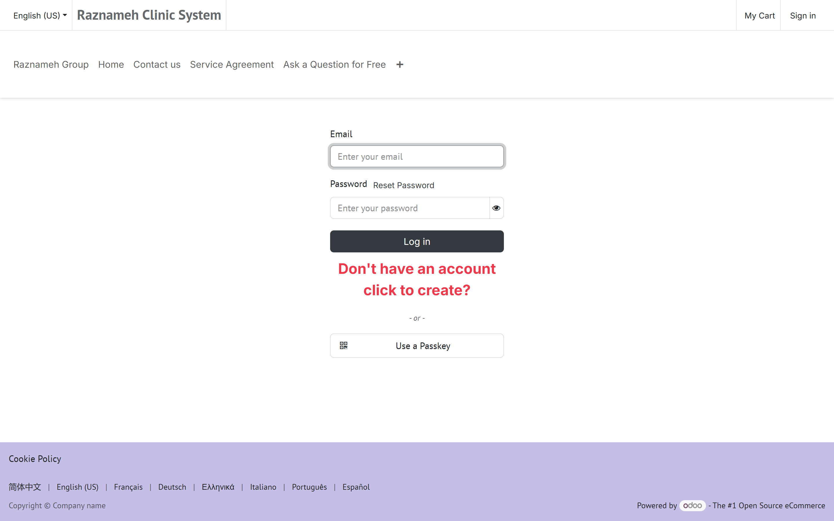 The sign-in page, with email, password and Google sign-in