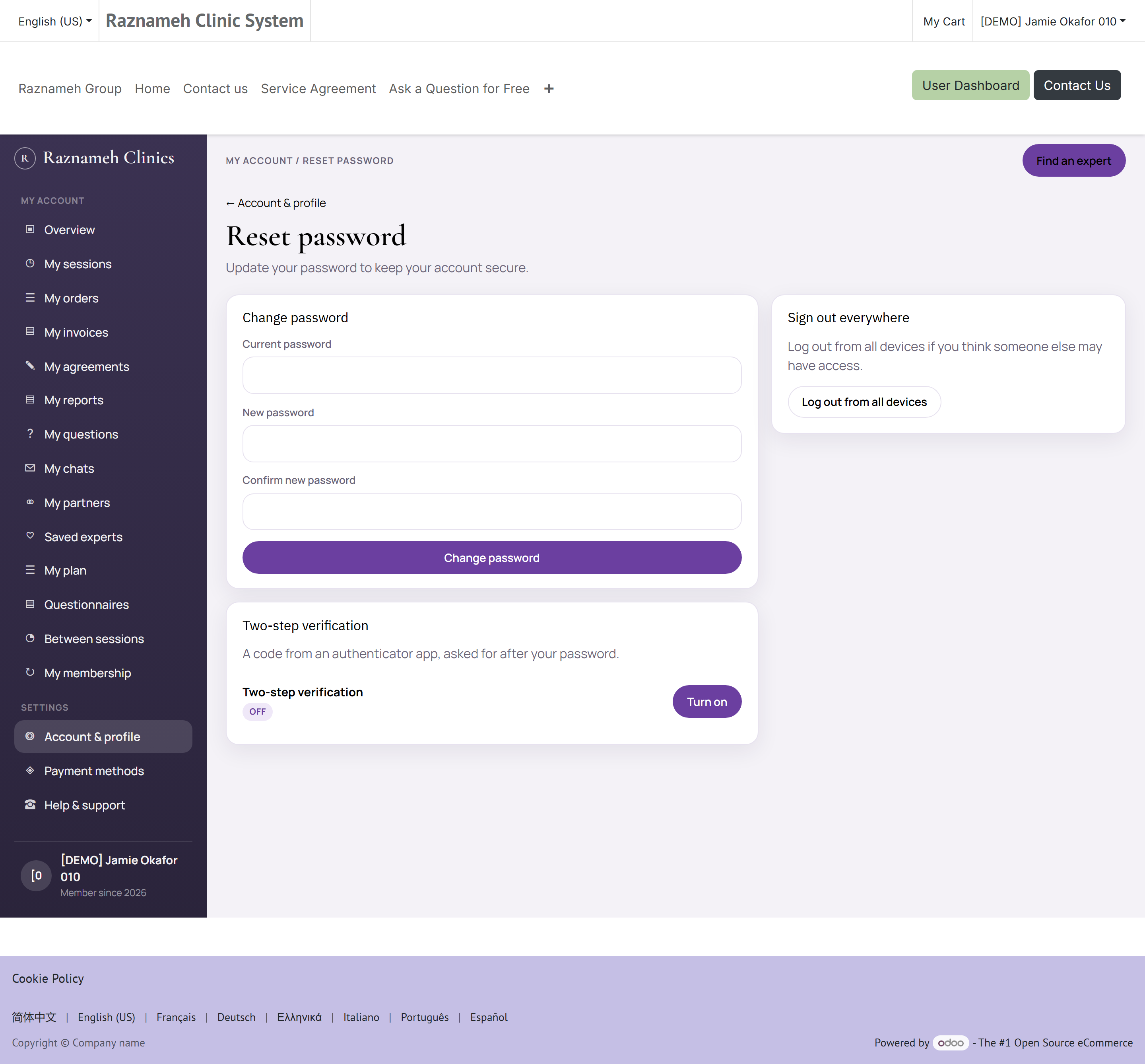 Security settings